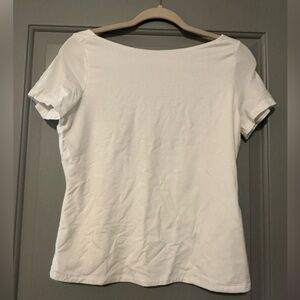 Banana Republic Classic Women's White High Neck Scoop Back Tee
